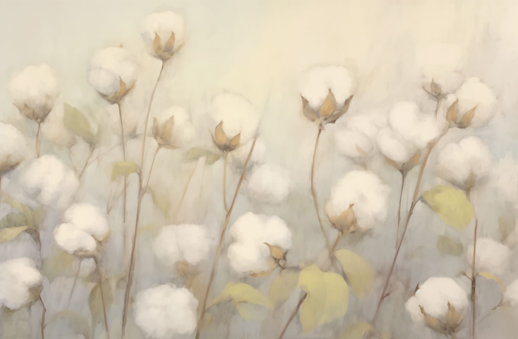 Painting of cotton flowers