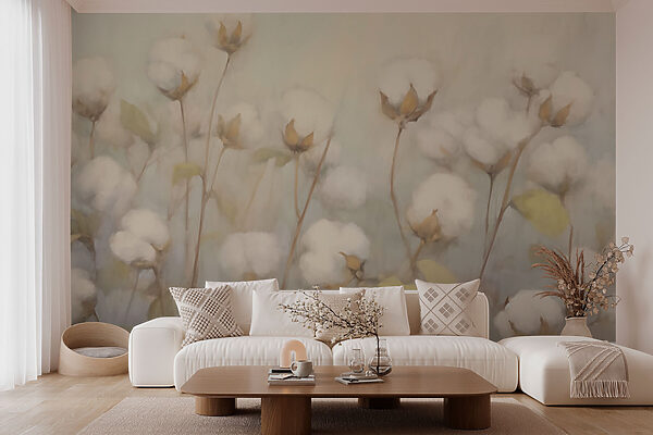 Painting of cotton flowers Painting of cotton flowers