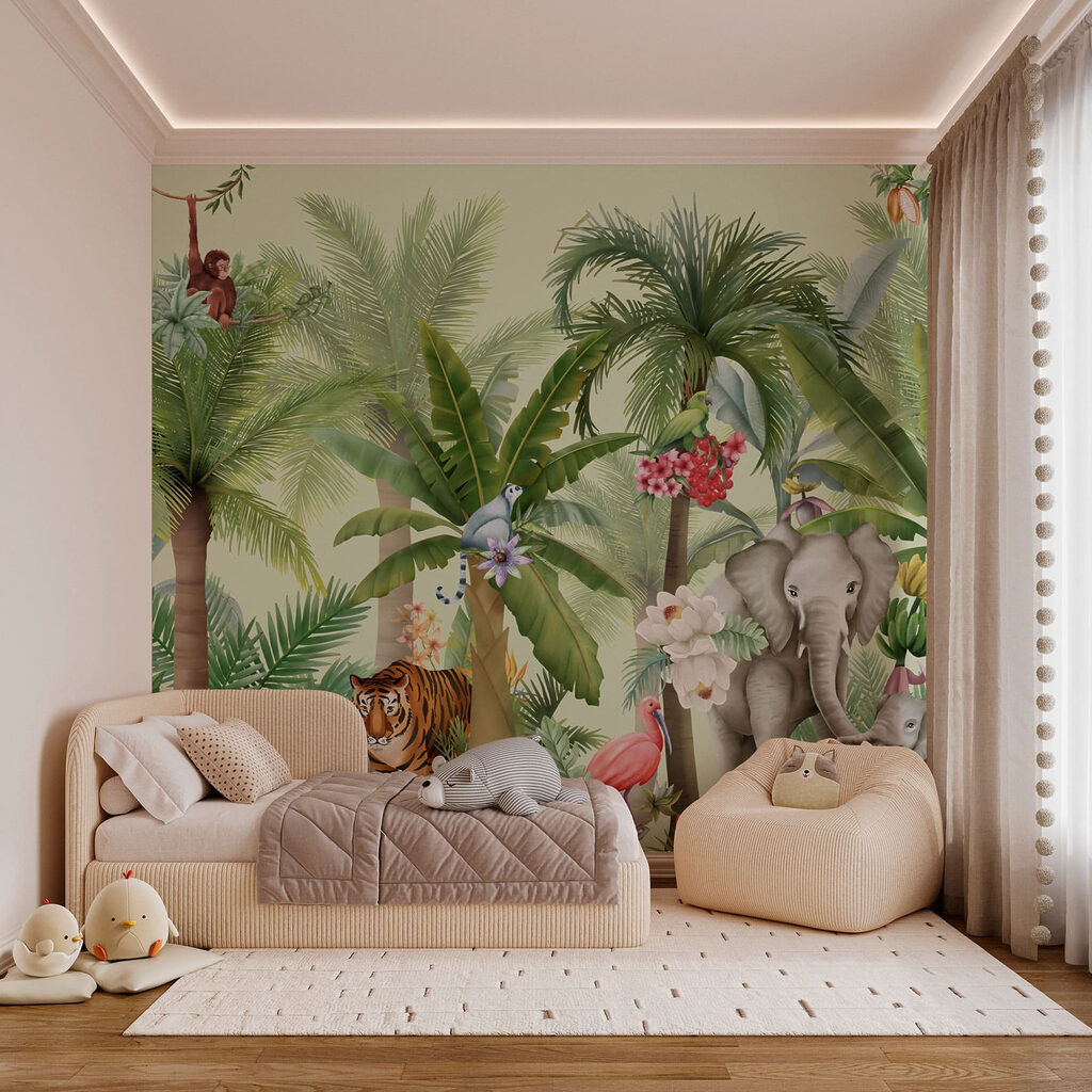 Wallpaper with animals and birds