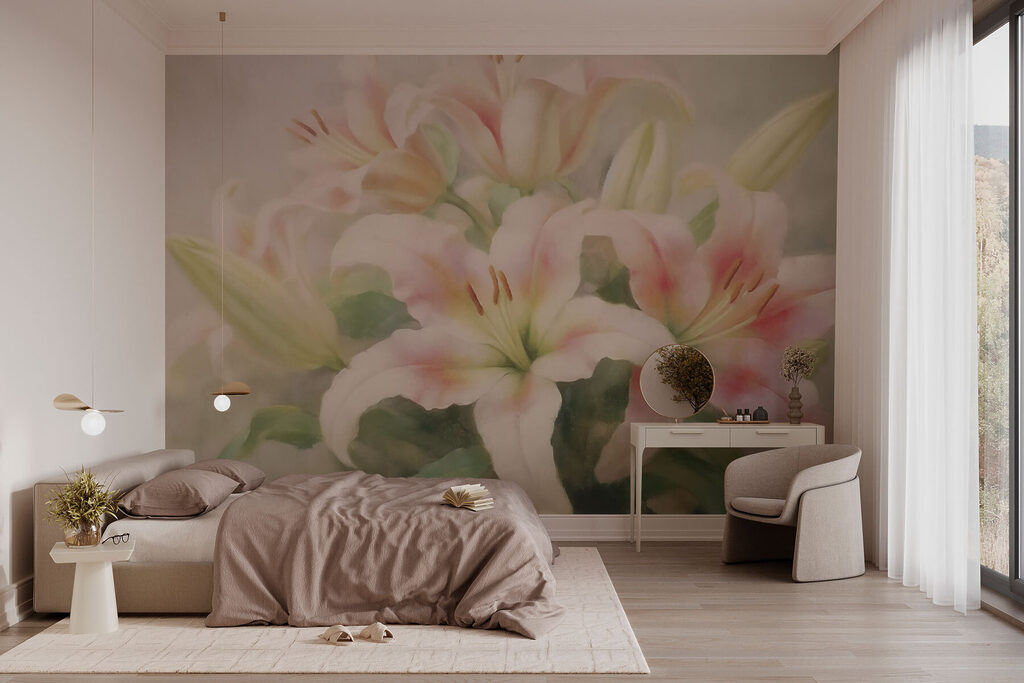 Painting of a group of pink flowers Painting of a group of pink flowers