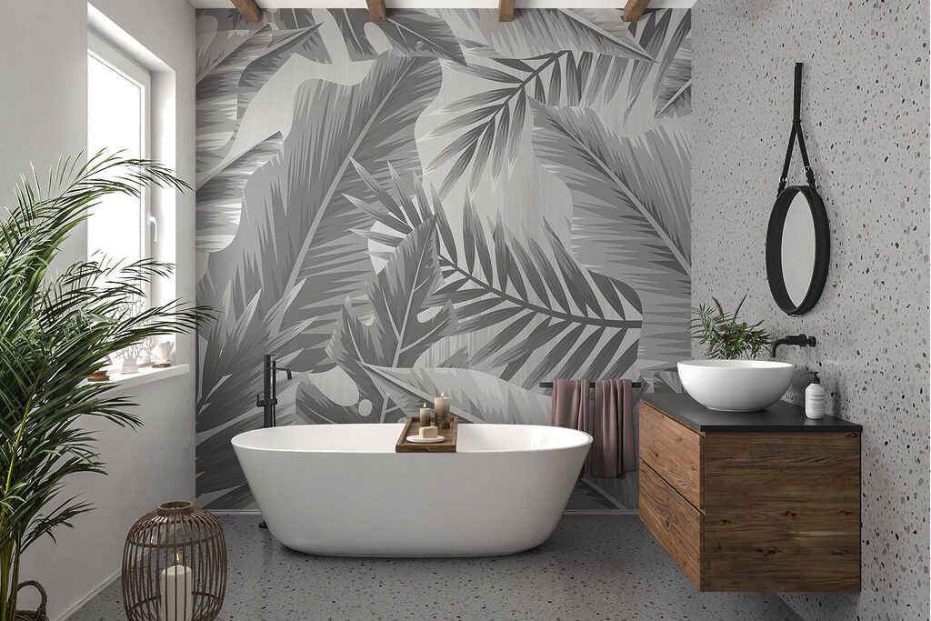 Grey and white pattern of leaves