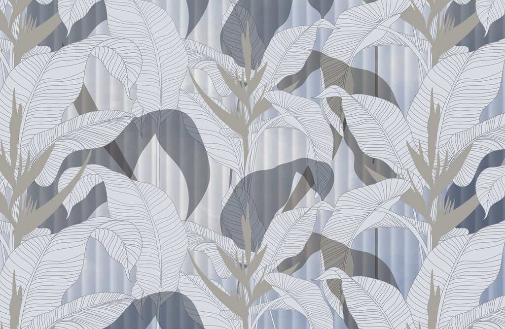 Wallpaper with leaves and flowers Wallpaper with leaves and flowers