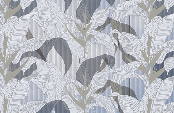 Wallpaper with leaves and flowers Wallpaper with leaves and flowers