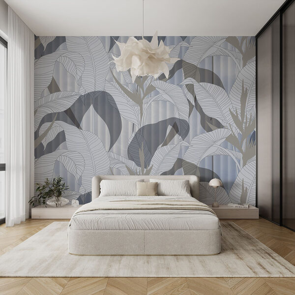 Wallpaper with leaves and flowers Wallpaper with leaves and flowers