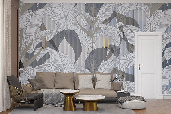 Wallpaper with leaves and flowers Wallpaper with leaves and flowers