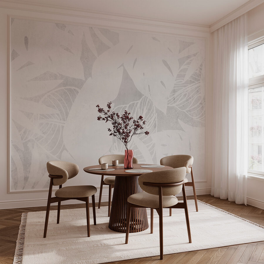 Wall murals White background with leaves - Image 3