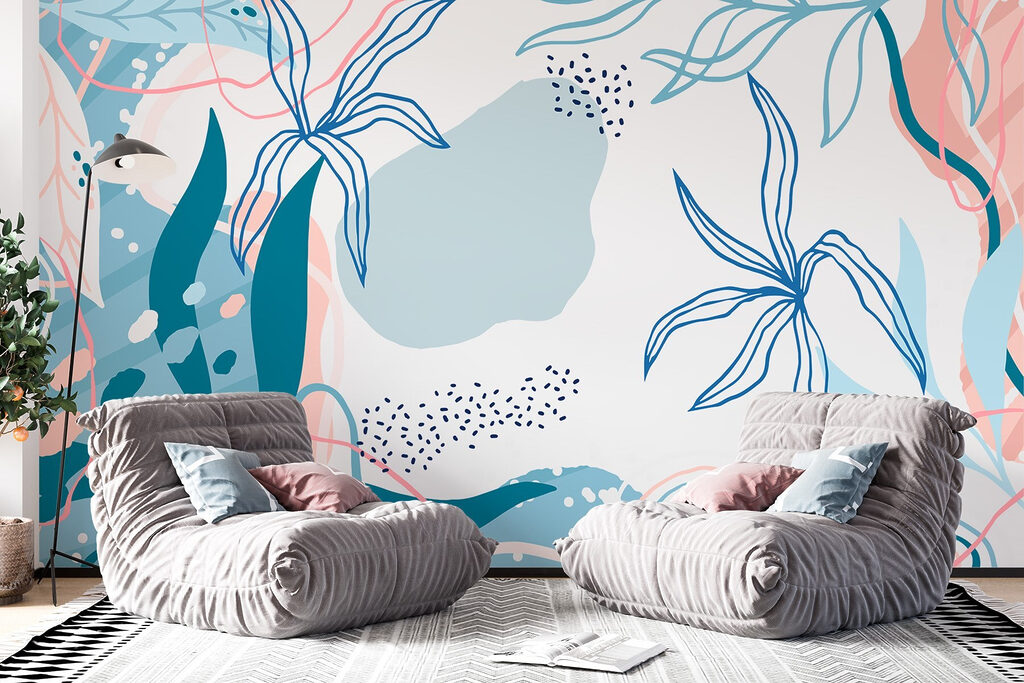 Blue and pink floral pattern