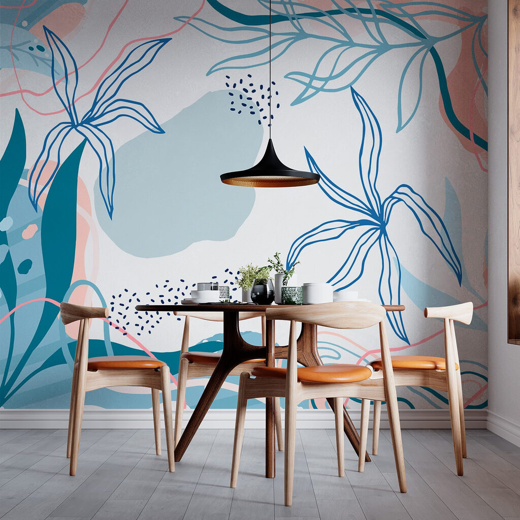 Blue and pink floral pattern