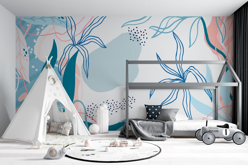 Blue and pink floral pattern