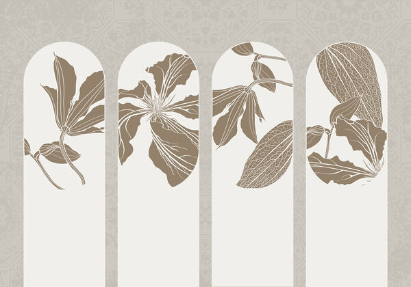Group of white and brown floral designs Group of white and brown floral designs