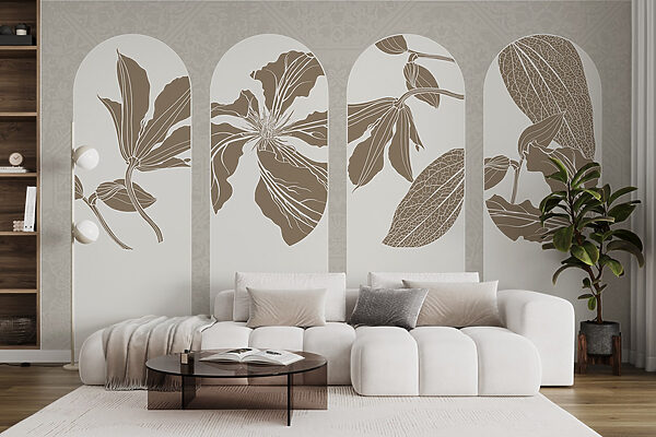 Group of white and brown floral designs Group of white and brown floral designs