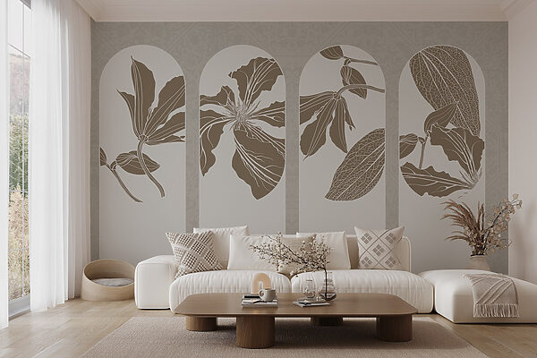 Group of white and brown floral designs Group of white and brown floral designs