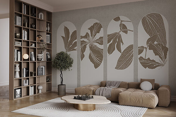 Group of white and brown floral designs Group of white and brown floral designs