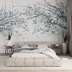 Wall mural Tree with blue leaves