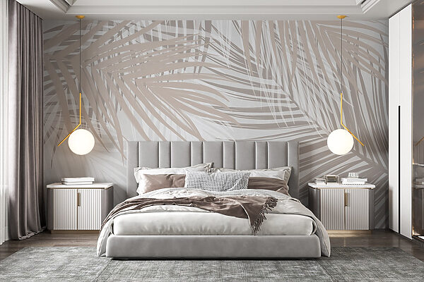 Wall murals Soft hues of palm leaves intertwine (SKU: w08869) Wall murals Wall murals Soft hues of palm leaves intertwine (SKU: w08869)