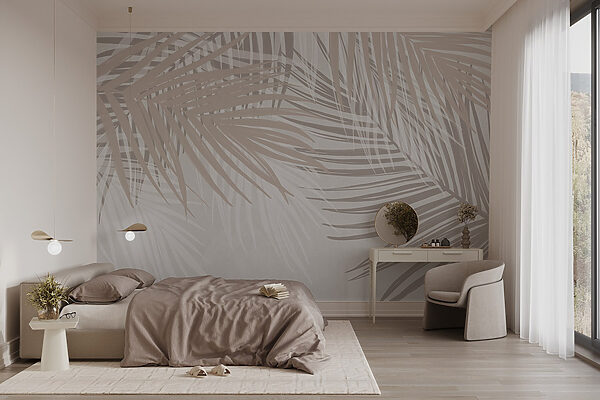 Soft hues of palm leaves intertwine