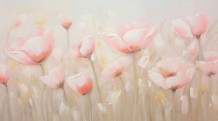 Wall murals Painting of pink flowers - Image 4