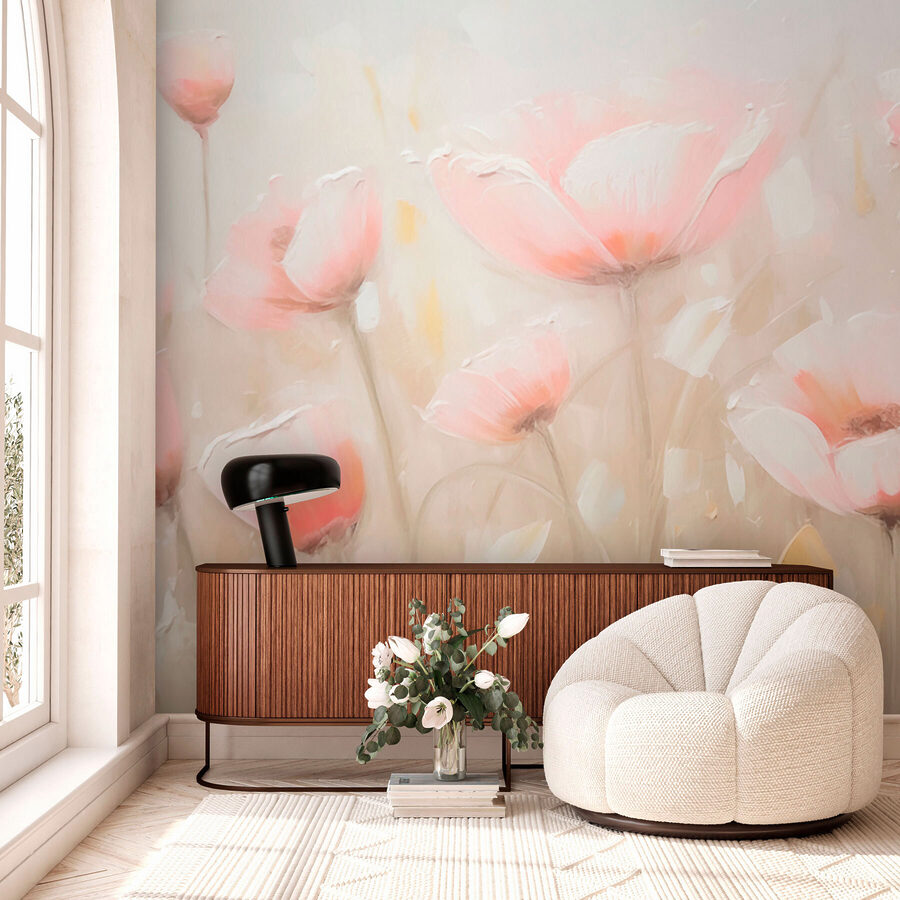 Wall murals Painting of pink flowers