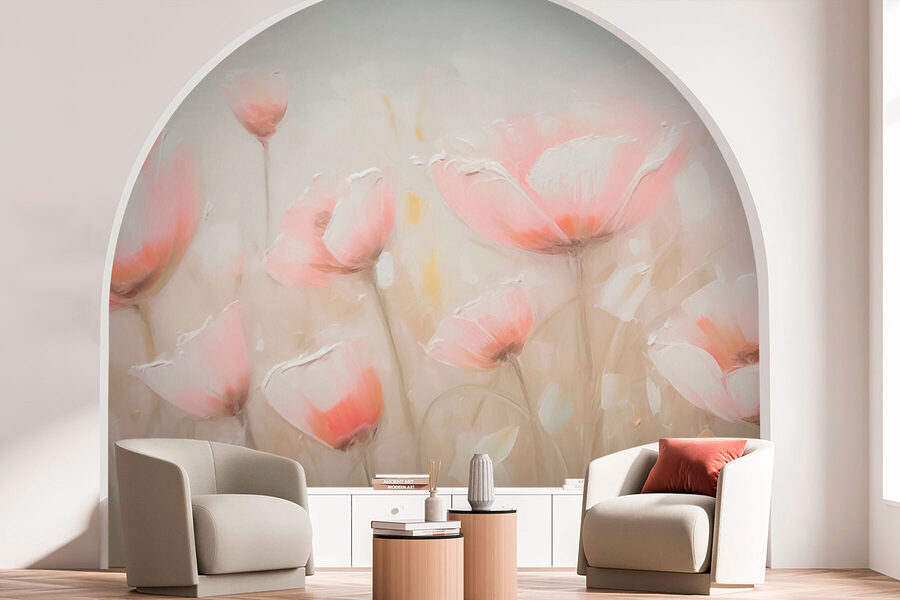 Wall murals Painting of pink flowers - Image 2