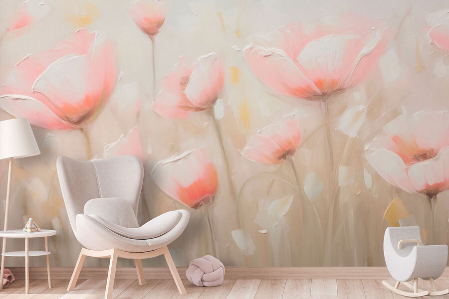 Wall murals Painting of pink flowers - Image 3