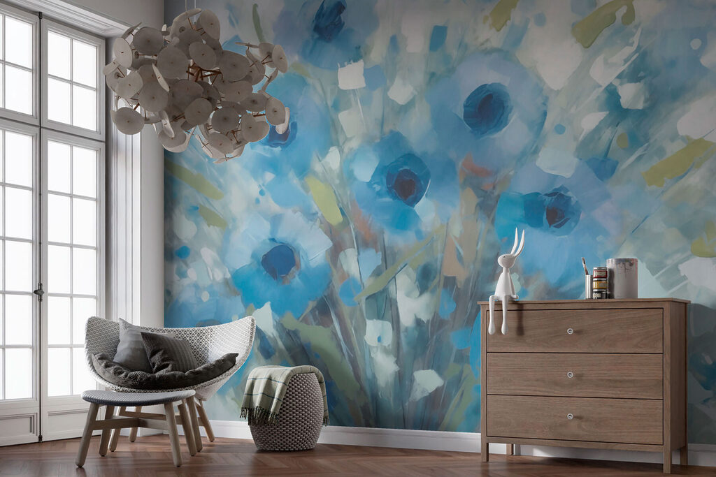 Painting of blue flowers