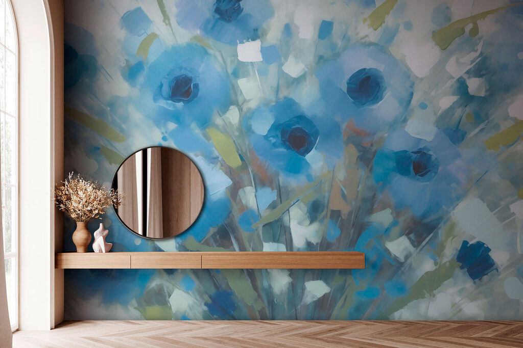 Painting of blue flowers