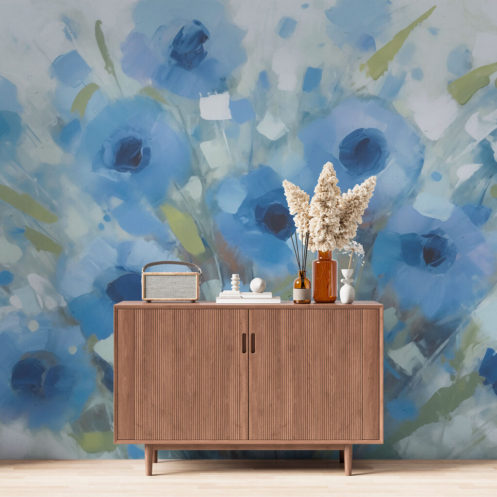 Painting of blue flowers