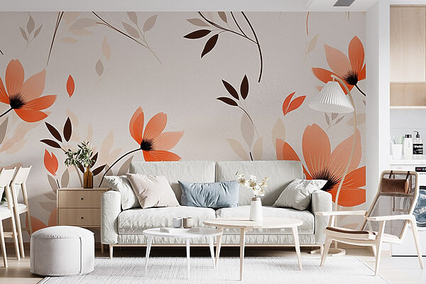 Wallpaper with flowers and leaves Wallpaper with flowers and leaves