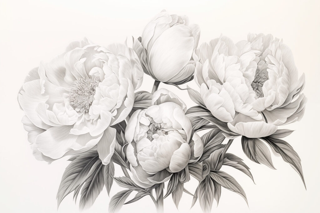 Drawing of flowers on a white background Drawing of flowers on a white background