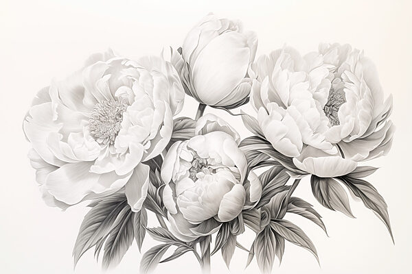 Drawing of flowers on a white background Drawing of flowers on a white background