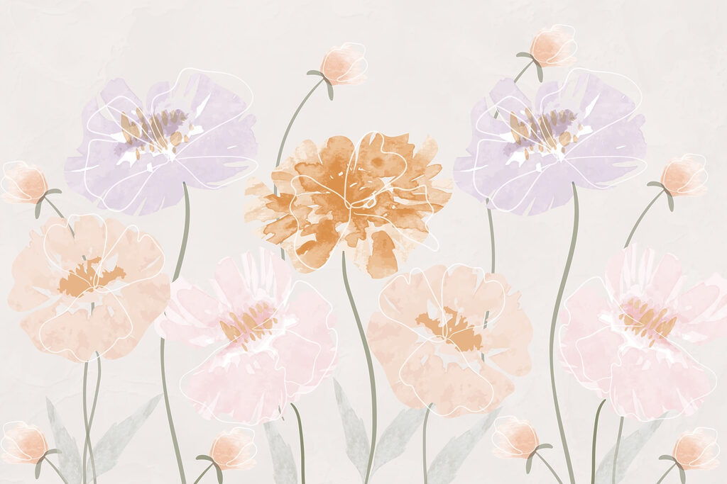 Group of flowers with leaves