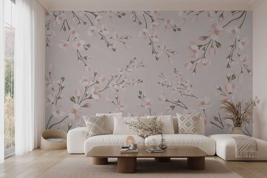 Pattern of flowers on a white background