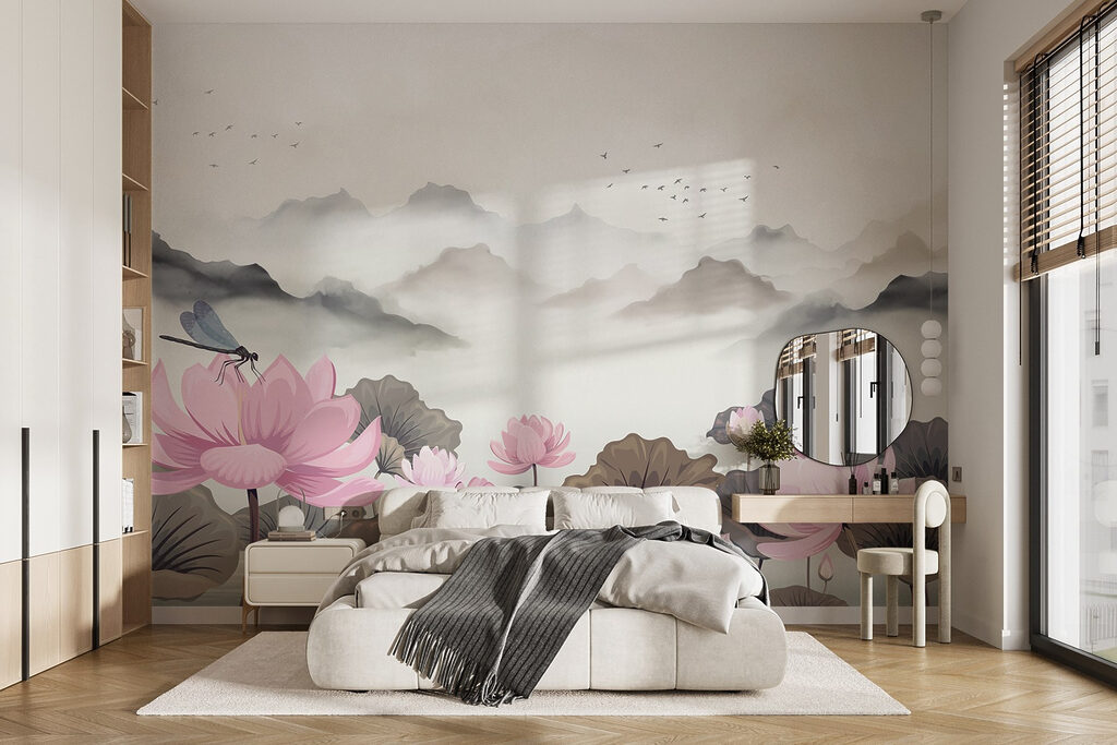 Painting of flowers and water