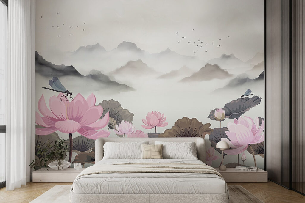 Painting of flowers and water