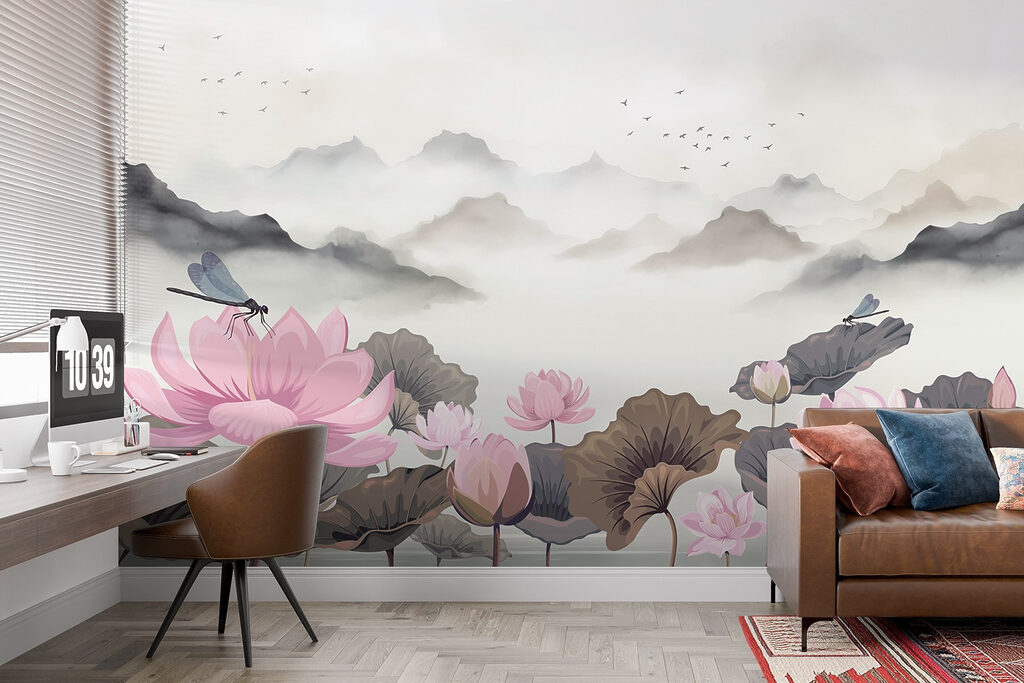 Painting of flowers and water