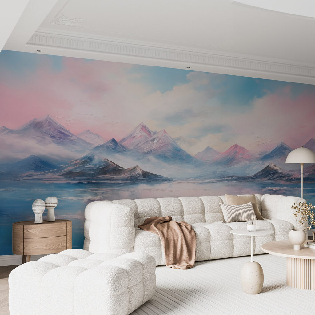 Painting of mountains and water