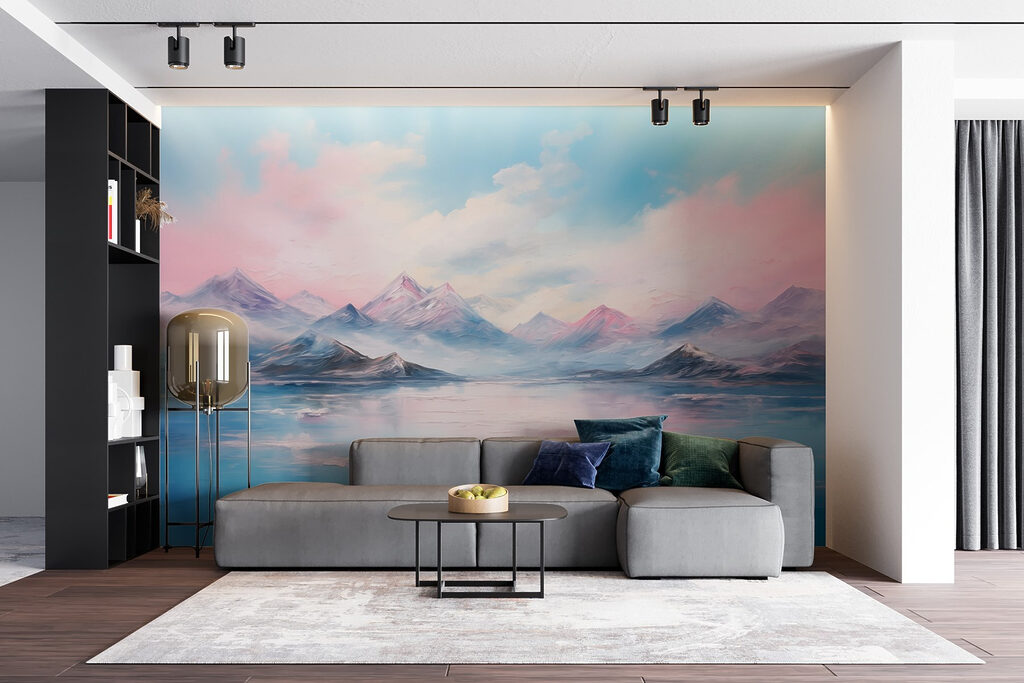 Painting of mountains and water