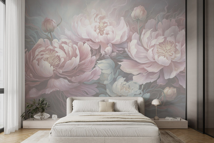 Painting of flowers on a gray background Painting of flowers on a gray background
