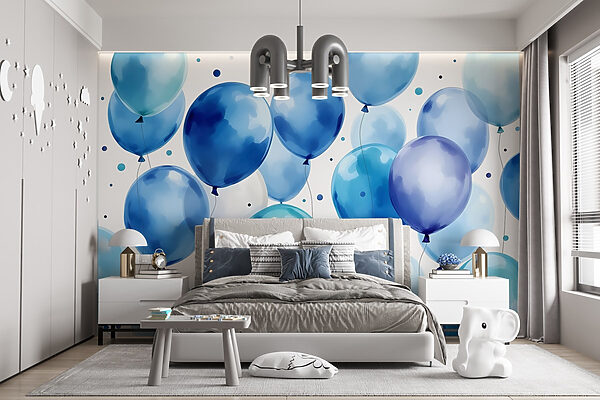 Group of blue and white balloons Group of blue and white balloons