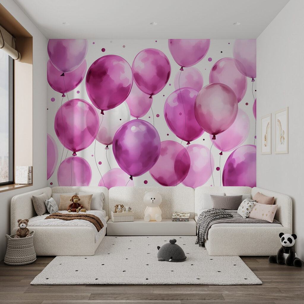 Group of purple and white balloons