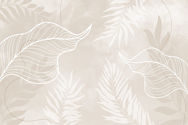 White leaves on a beige background White leaves on a beige background