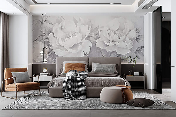 Elegant white floral arrangement on canvas Wall murals Elegant white floral arrangement on canvas