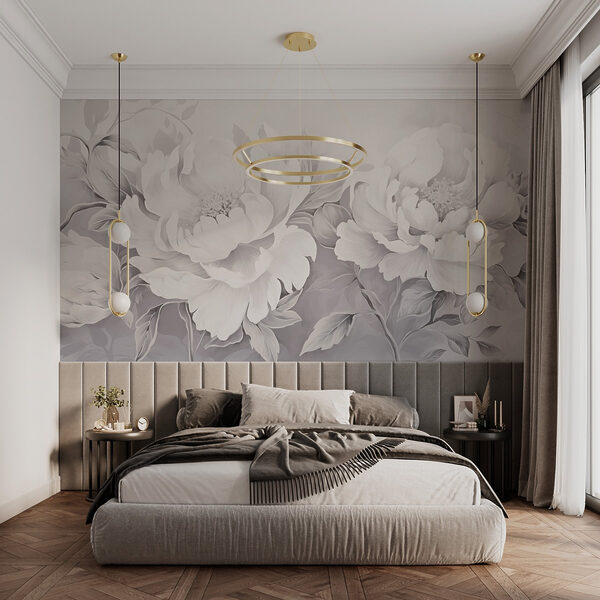 Elegant white floral arrangement on canvas