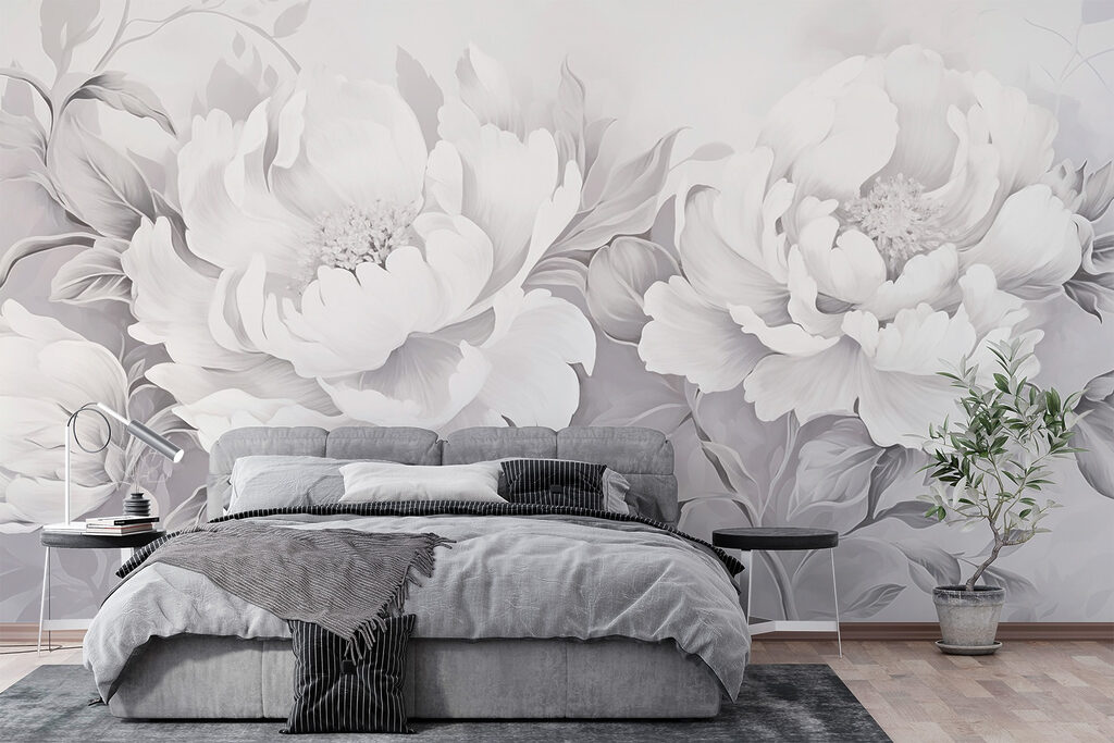 Elegant white floral arrangement on canvas