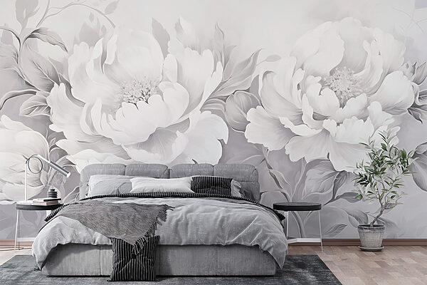 Elegant white floral arrangement on canvas