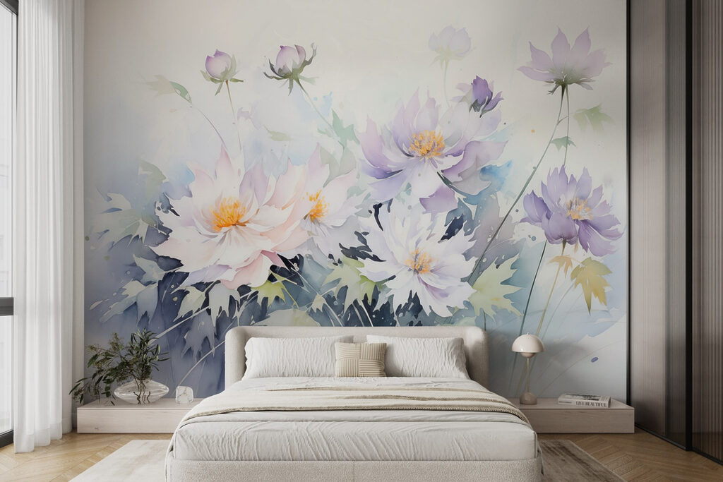 Painting of flowers on a white background