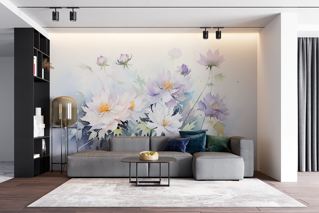 Painting of flowers on a white background
