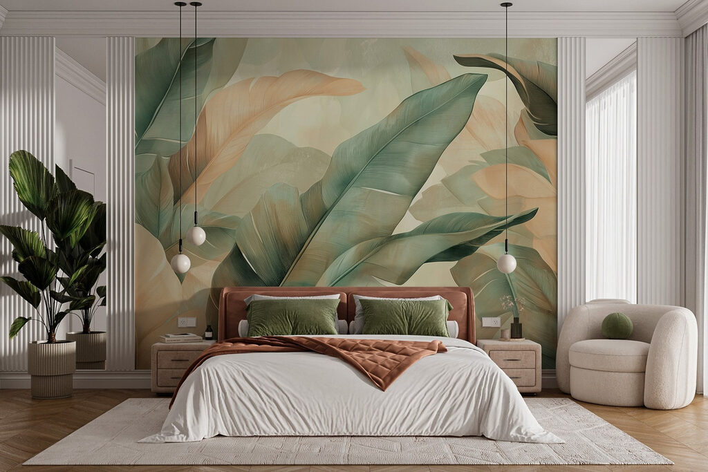 Lush leaves in soft, muted tones