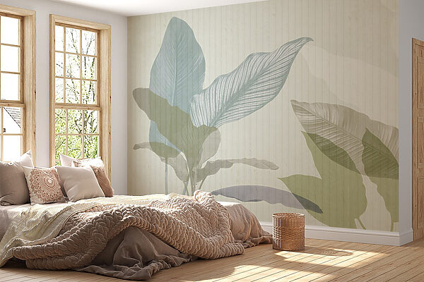 Lush foliage in soft pastel tones