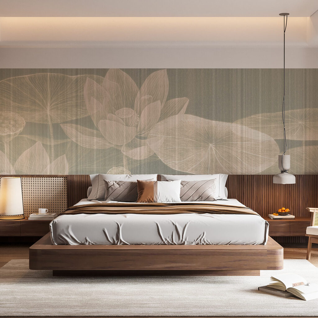Delicate lotus flowers and leaves design Delicate lotus flowers and leaves design